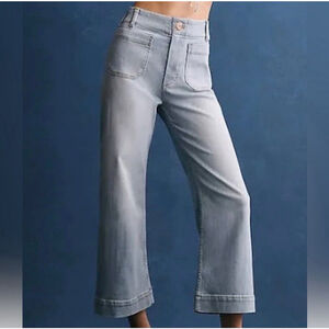 Anthropologie Maeve The Colette Cropped Wide Leg Jeans Denim Light 28 x 26 Korat